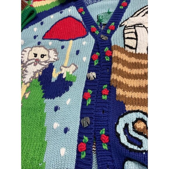 NEW‎ "Noah's Ark" Just Better Sweaters Lisa Coufal cardigan Sweater size 1 S/M - Picture 6 of 12